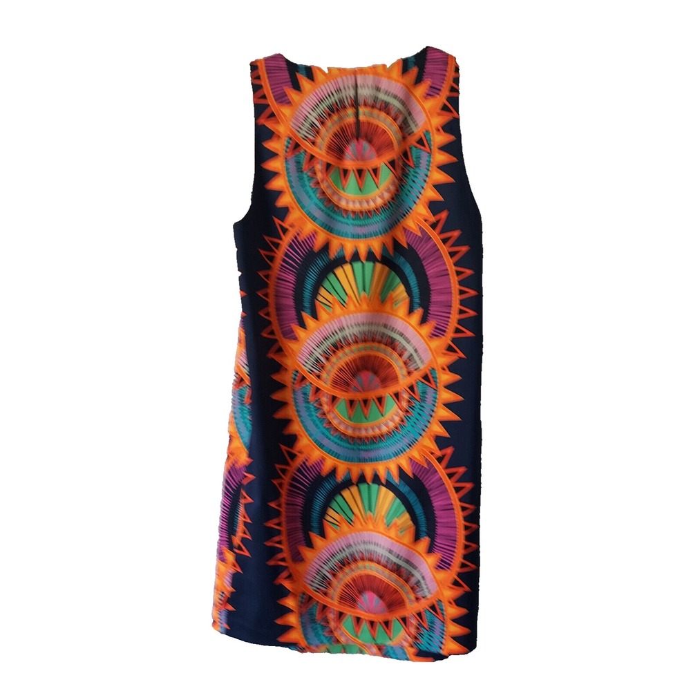 Mara‎ Hoffman Mini Dress Womens XS Sleeveless Multicolor Neon Art To Wear 60's - Picture 3 of 9